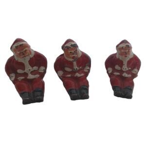 Vintage Barclay Painted Lead Santa Claus Figures Set of 3 READ